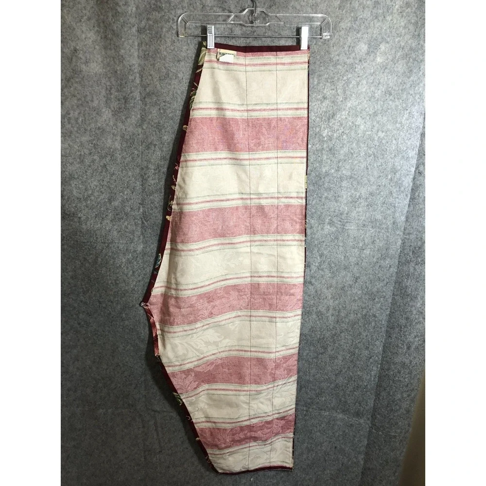 Waverly Floral Cornice Valance Pair Of 2 Red Stripe UnLined Cotton USA 50x20